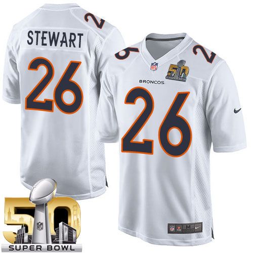 Nike Broncos #26 Darian Stewart White Super Bowl 50 Men's Stitched NFL Game Event Jersey